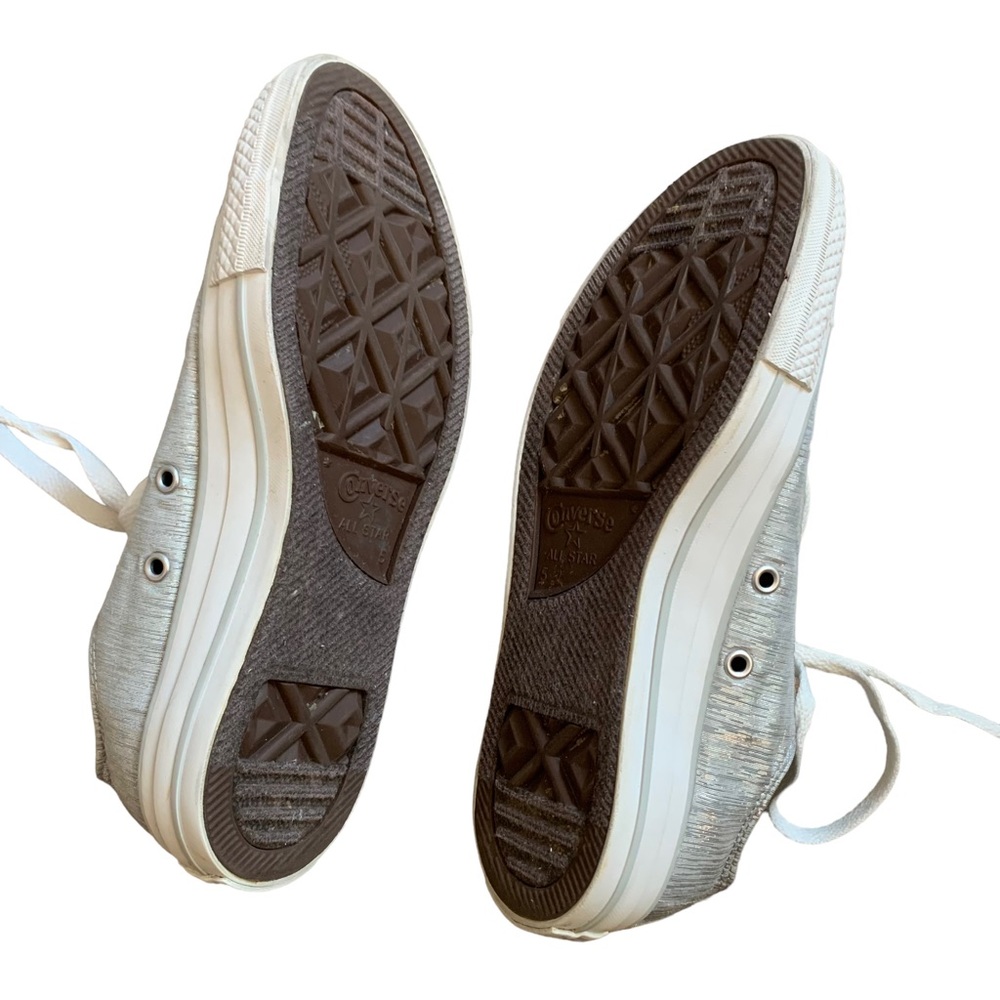 Converse | Size 7 All Star Sneakers metallic Silver Lace up minimalist low tops - Picture 4 of 16